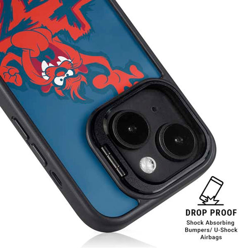 Looney Tunes Tasmanian Devil Blue iPhone 15 Kickstand Case